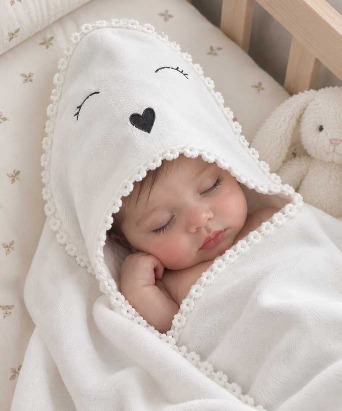 حوله نوزادی الیاف طبیعی گلدوزی شده خراشاد